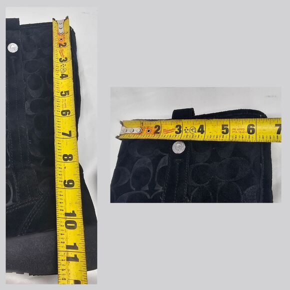 Coach Tulip Women's 5.5B Black Winter Suede Boot Fur Lined Buckle Signature Logo - Picture 14 of 16